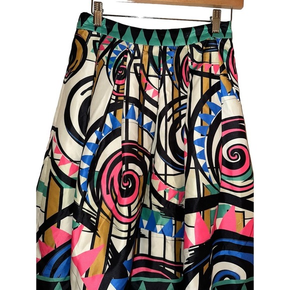 Champagne & Strawberry Cream & Green Abstract A-Line Skirt Size Small - Picture 3 of 5